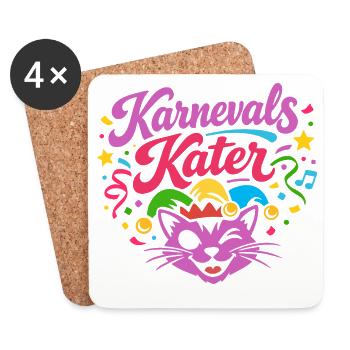 Karnevals Kater Fasching Kostüm - Untersetzer (4er-Set) - Weiß - Vorne