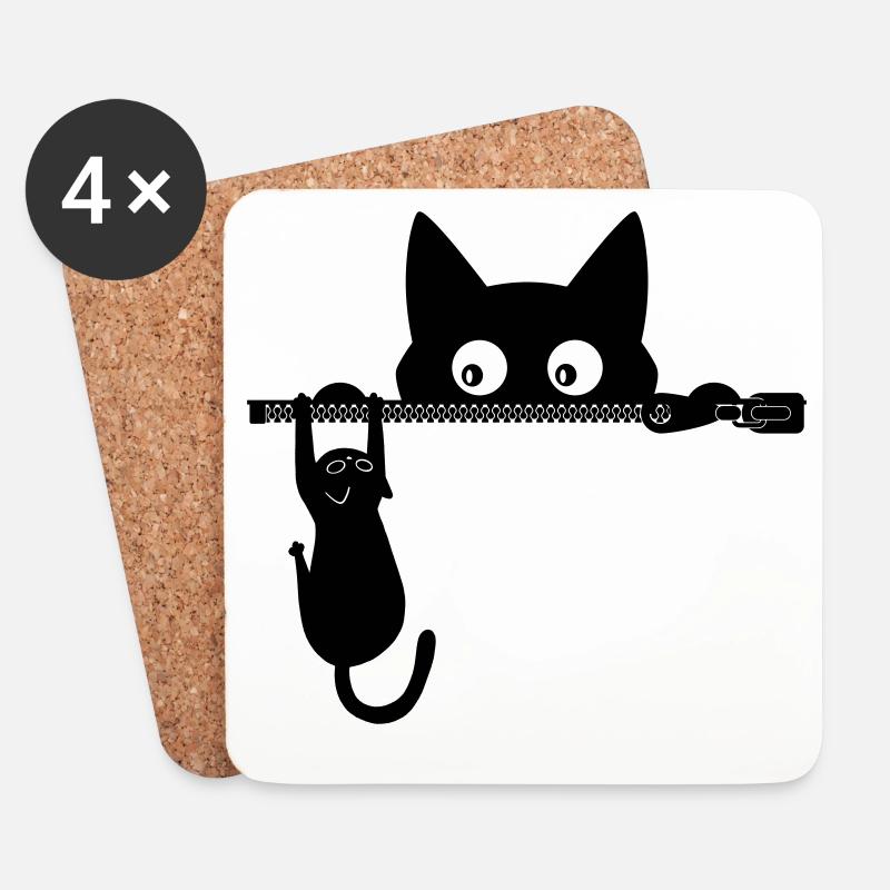 Kitty die Katze – Katzenliebhaber-Geschenk - Untersetzer (4er-Set) - Weiß