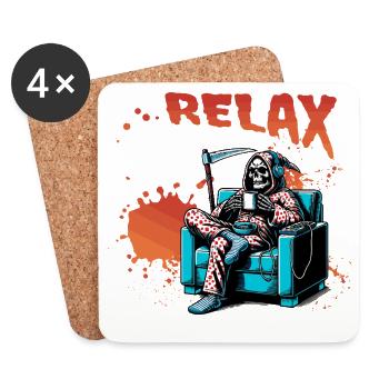 Relax skeleton in armchair - Coasters (set of 4) - white - Front