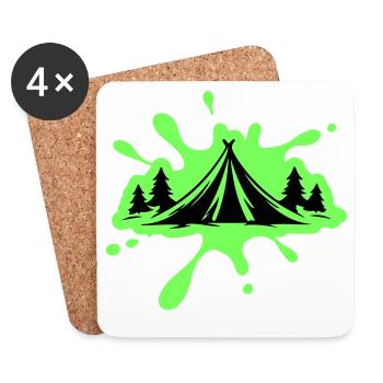 Masses de nature de tente de camping - Dessous de verre (lot de 4) - blanc - Devant