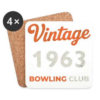 Vintage 1963 – Bowling Club Retro Geburtsjahr - Untersetzer (4er-Set) - Weiß - Vorne