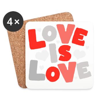 Love Is Love – Bunte Typo mit Herzen - Untersetzer (4er-Set) - Weiß - Vorne