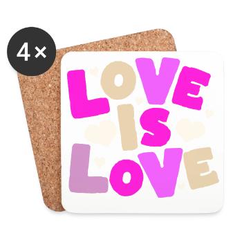 Love Is Love – Buntes Herz Statement - Untersetzer (4er-Set) - Weiß - Vorne