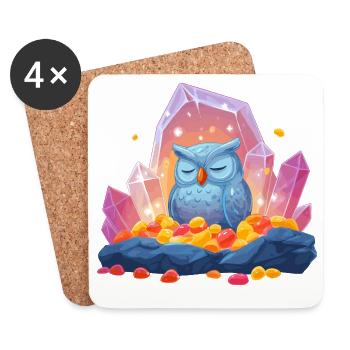 Meditating Owl Crystal Cave - Coasters (set of 4) - white - Front
