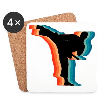 Cadeau Silhouette d’Arts Martiaux Retro Judo Karate - Dessous de verre (lot de 4) - blanc - Devant