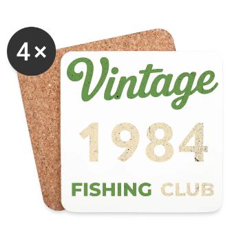 Vintage 1984 – Fishing Club Retro Birth Year - Coasters (set of 4) - white - Front