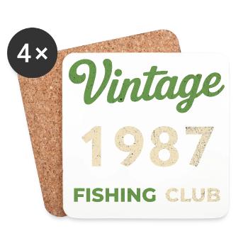 Vintage 1987 – Année de naissance rétro du club de pêche - Dessous de verre (lot de 4) - blanc - Devant