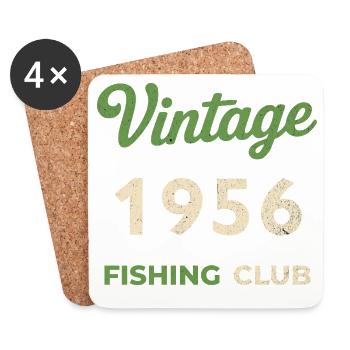 Vintage 1956 – Année de naissance rétro du club de pêche - Dessous de verre (lot de 4) - blanc - Devant