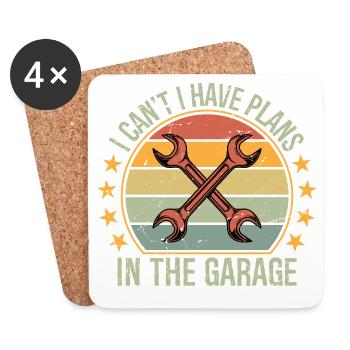 I Can't I Have Plans in The Garage  Car Mechanic - Untersetzer (4er-Set) - Weiß - Vorne
