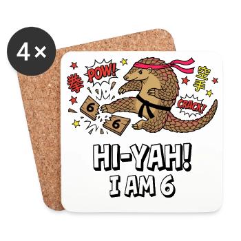 Hi-yah Je suis 6 Karaté Pangolin - Dessous de verre (lot de 4) - blanc - Devant