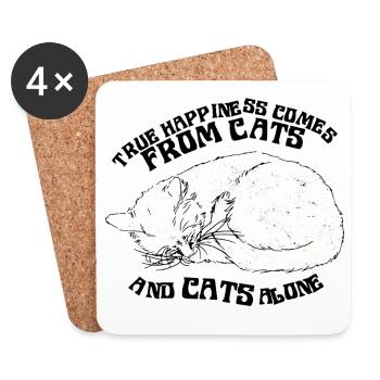 LE VRAI BONHEUR VIENT DES CHATS - Dessous de verre (lot de 4) - blanc - Devant