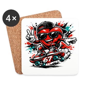 Six Seven 6 7 Valentine's Day Love Gift Heart - Coasters (set of 4) - white - Front