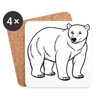 Ours polaire - Dessous de verre (lot de 4) - blanc - Devant