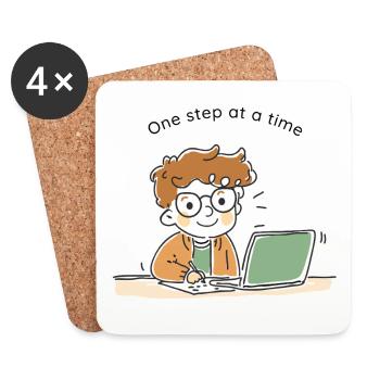 One Step at a Time – Süßer handgezeichneter Charak - Untersetzer (4er-Set) - Weiß - Vorne