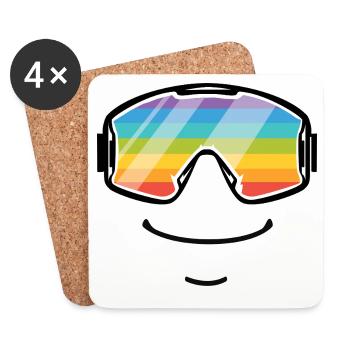 Ski Goggles Rainbow Smile Après-Ski - Coasters (set of 4) - white - Front