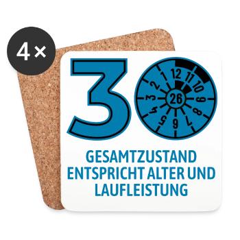 HU Januar 2026 - 30 Jahre - Geburtstag Geschenk - Untersetzer (4er-Set) - Weiß - Vorne