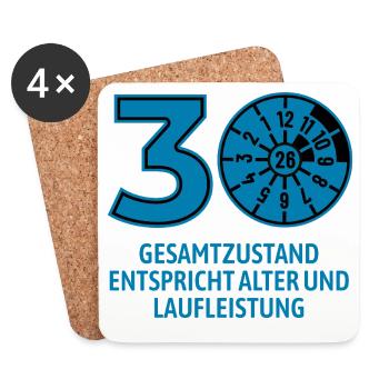 HU Februar 2026 - 30 Jahre - Geburtstag Geschenk - Untersetzer (4er-Set) - Weiß - Vorne
