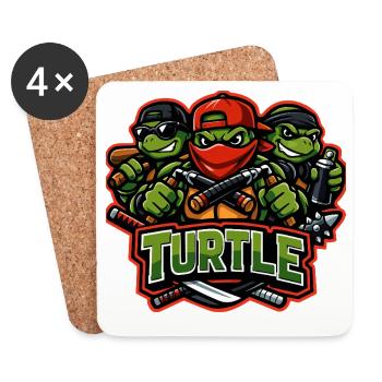Urban Turtle Crew Street Fighter Mascot - Coasters (set of 4) - white - Front