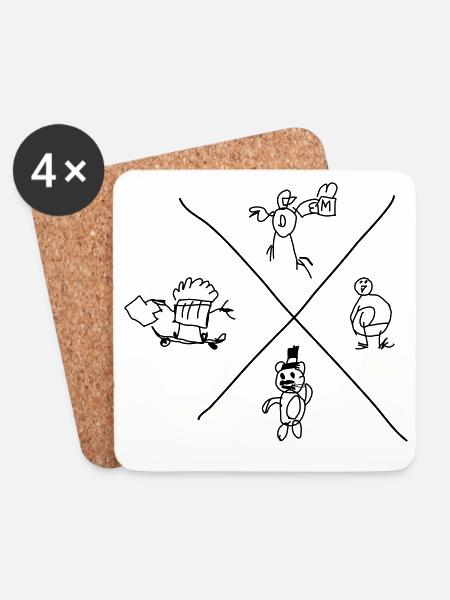 Doodle Core - Coasters (set of 4) - white