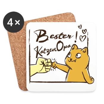 Chat Grand-père Cadeau Chats Grand-père Amoureux des chats - Dessous de verre (lot de 4) - blanc - Devant