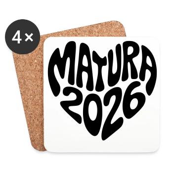 Matura 2026 Herz Form - Untersetzer (4er-Set) - Weiß - Vorne