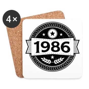1986 Emblem - 40 Years - Born in 1986 - Untersetzer (4er-Set) - Weiß - Vorne