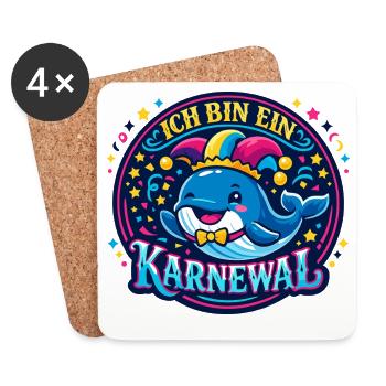 Jeu de mots de Carnaval Jecke Cadeau drôle 5e année - Dessous de verre (lot de 4) - blanc - Devant