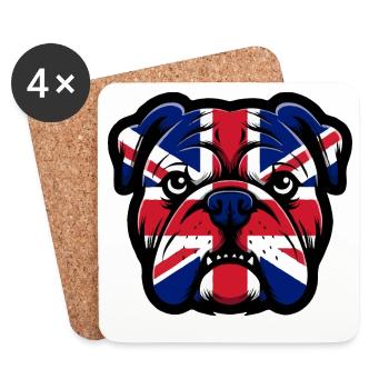 Portrait du bouledogue Union Jack - Dessous de verre (lot de 4) - blanc - Devant