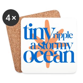 Tiny ripple in a stormy ocean (coral background) - Coasters (set of 4) - white - Front