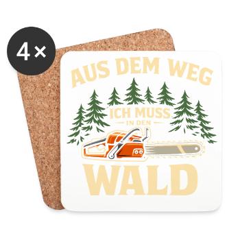 Cadeau drôle de bûcheron à la tronçonneuse tronçonneuse - Dessous de verre (lot de 4) - blanc - Devant