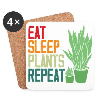 Eat Sleep Plants Repeat Plant Lover - Coasters (set of 4) - white - Front