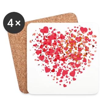 Mosaïque de cœurs de petits cœurs d’amour - Dessous de verre (lot de 4) - blanc - Devant