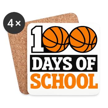 100 Days of School Basketball Design - Coasters (set of 4) - white - Front