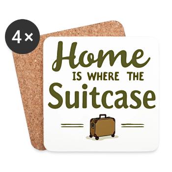 Home Is Where the Suitcase - Coasters (set of 4) - white - Front