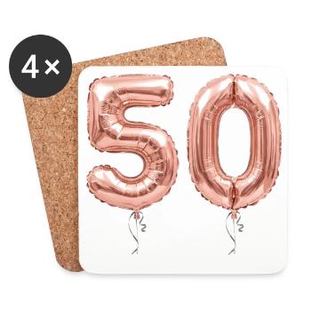 50. Geburtstag Rose Gold Luftballon - 50 Jahre - Untersetzer (4er-Set) - Weiß - Vorne