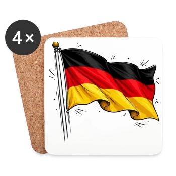 Deutsche Flagge  - Untersetzer (4er-Set) - Weiß - Vorne