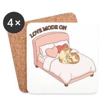Love Mode on - Katzenliebe - Coasters (set of 4) - white - Front