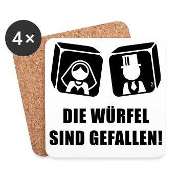 Die Würfel Sind Gefallen! JGA Hochzeit Brautpaar B - Untersetzer (4er-Set) - Weiß - Vorne
