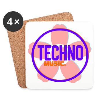 Techno Circle Neon-Logo - Untersetzer (4er-Set) - Weiß - Vorne