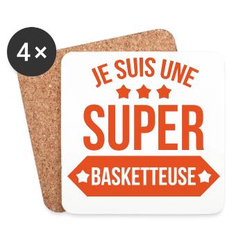 je suis une super basketteuse - Dessous de verre (lot de 4) - blanc - Devant
