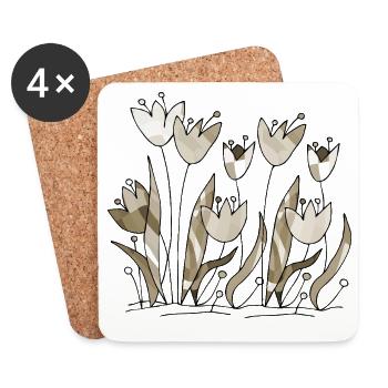 Blumen - Untersetzer (4er-Set) - Weiß - Vorne