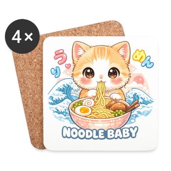Ramen Katze Kanagawa - Untersetzer (4er-Set) - Weiß - Vorne