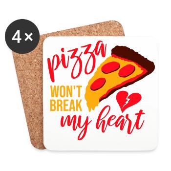 Pizza Won't Break My Heart Food Love Humor - Coasters (set of 4) - white - Front