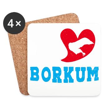 Borkumer Insel I LOVE BORKUM Lustiges - Untersetzer (4er-Set) - Weiß - Vorne