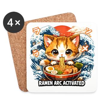 Kawaii Katze Ramen Nudeln Anime Katze - Untersetzer (4er-Set) - Weiß - Vorne