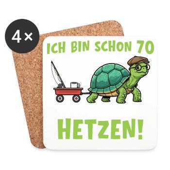 Cadeau du 70e anniversaire de la Tortue - Dessous de verre (lot de 4) - blanc - Devant