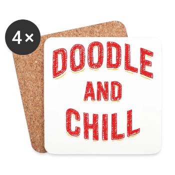Doodle And Chill Doodle Drawing - Coasters (set of 4) - white - Front
