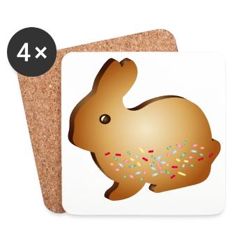 Easter bunny biscuit motif with colourful sugar sprinkles - Coasters (set of 4) - white - Front