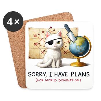 Evil Cat World Domination Plans - Coasters (set of 4) - white - Front