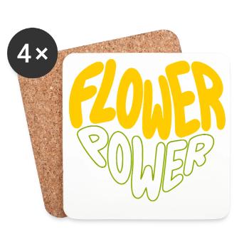 Flower Power Retro Print - Coasters (set of 4) - white - Front